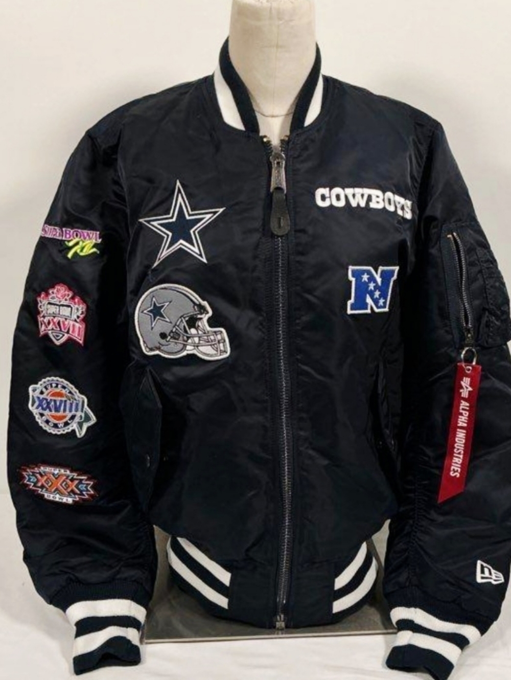 Mens New Era Dallas Cowboys Alpha Industries Reversible Bomber Jacket Size XS